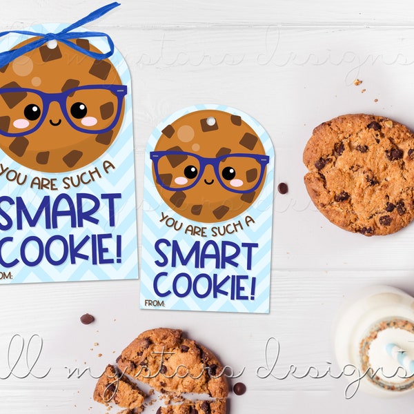PRINTABLE You Are Such a SMART COOKIE! Tag | Instant Download | Chocolate Chip Cookie Treat Tag | Cute Smart Cookie Gift | School Treat Tag