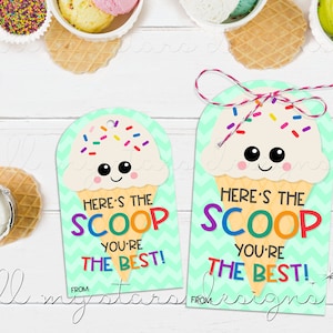 DRUCKBARE Hier ist die SCHAUFEL Du bist die BESTE! Eiscreme Anhänger | Sofort Download | Eis mit Streuseln | Klassenzimmer Süße Leckerei Anhänger