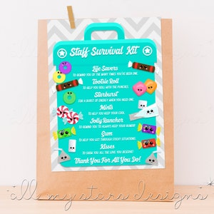 PRINTABLE Staff Survival Kit Tag | Instant Download | Staff Appreciation Week Tag | Candy Survival Kit | Cute Employee Thank You