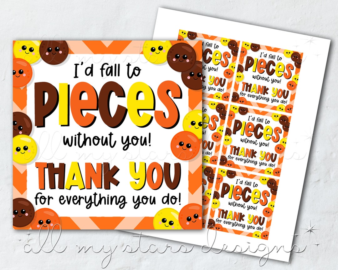 PRINTABLE I'd Fall to PIECES Without You Tag Instant Download Pieces