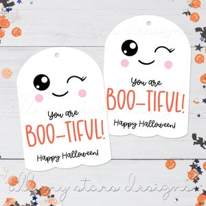 DRUCKBAR Du bist BOO-TIFUL! Fröhliches Halloween! Niedlicher Geist Geschenkanhänger | Sofort Download | Halloween Paket Krawatte | Wunderschöner Halloween Anhänger