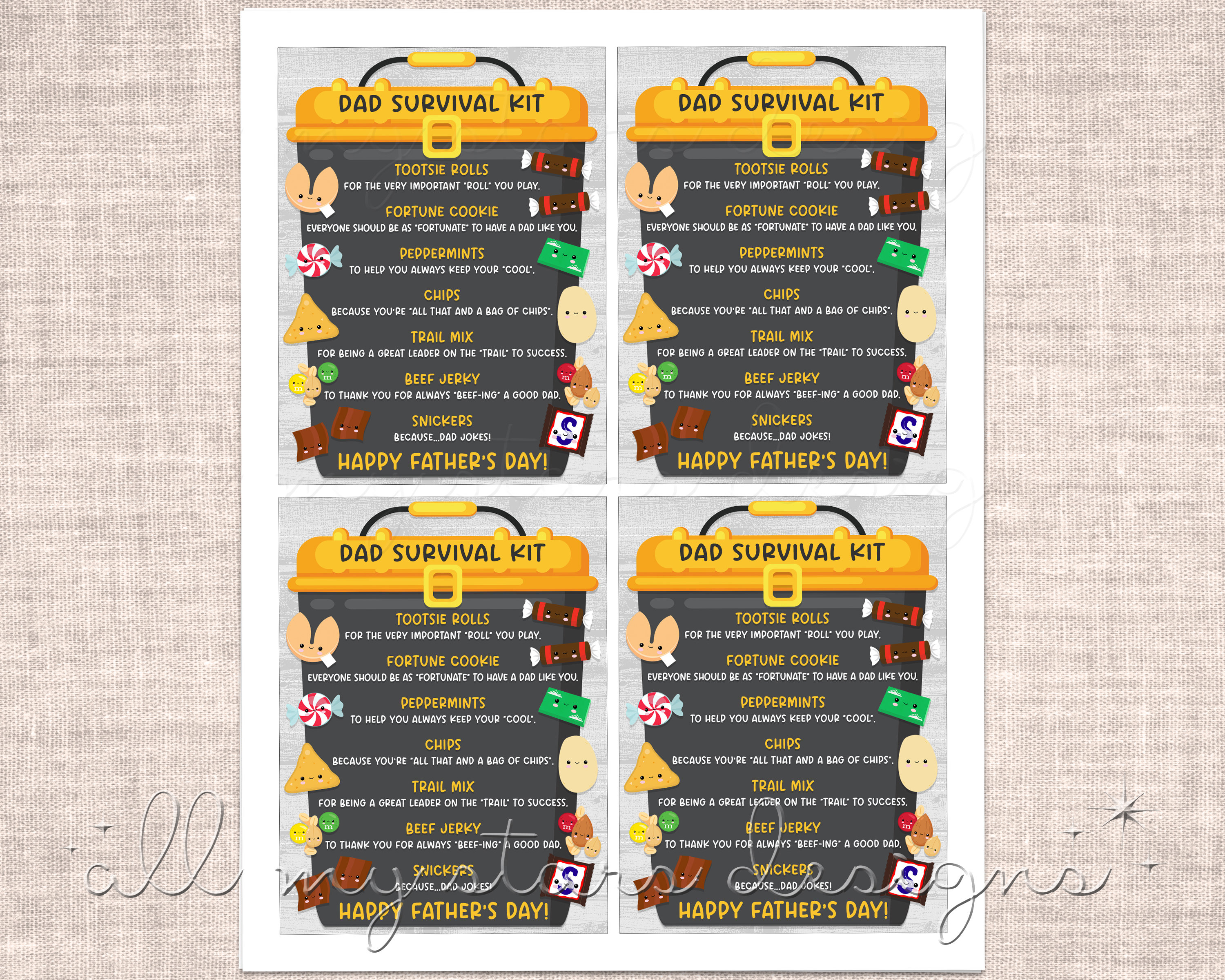 PRINTABLE DAD Survival Kit Tag Happy Father's Day! | Instant