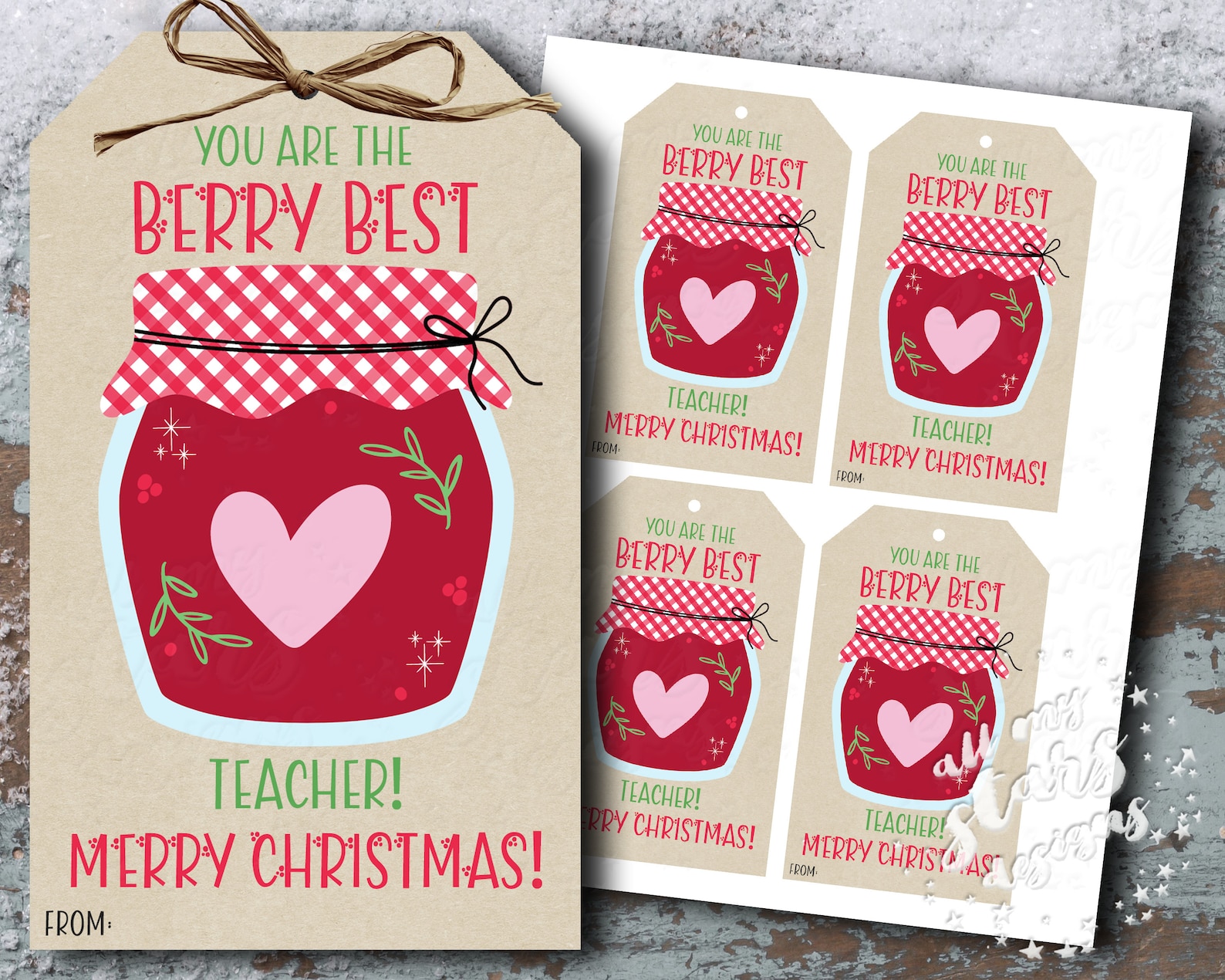 PRINTABLE You Are the Berry Best Teacher Merry Christmas Jam - Etsy
