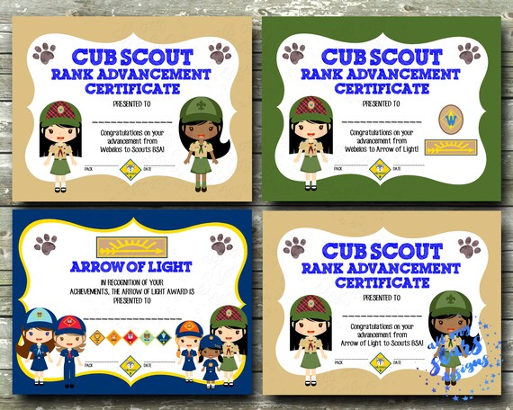 new cub scout rank advancement mega certificate pack 32 etsy cub scout certificate of appreciation template