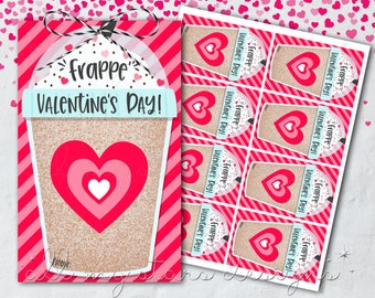 PRINTABLE Frappé Valentine's Day!  Coffee Tag | Instant Download | Frappe Valentine Card | Valentine Coffee | Coffee Bottle Valentine Tag