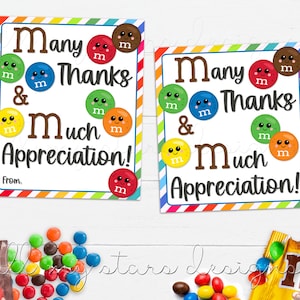 PRINTABLE Many Thanks and Much Appreciation! Tag | Instant Download | Teacher, Staff, Employee Appreciation Week | Thank You Candy Tag