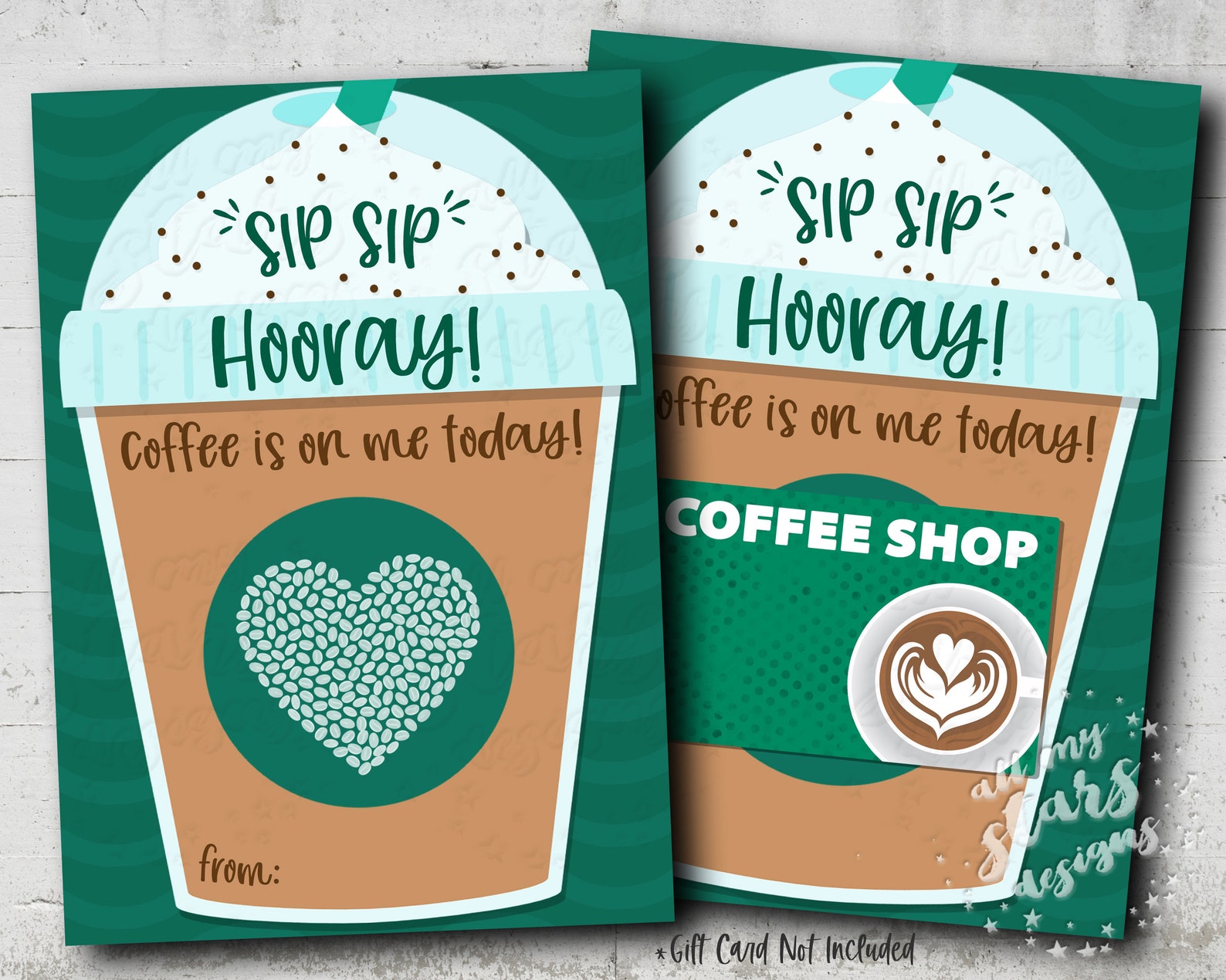 Sip Sip Hooray Coffee is on Me Today Coffee Gift Card Etsy