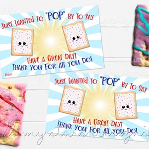 PRINTABLE Just Wanted To POP BY To Say Have a Great Day! Thank You For All You Do! Tag | Instant Download | Toaster Pastry | Teacher Thanks