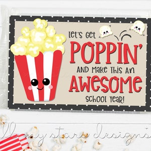 PRINTABLE Let&#39;s Get POPPIN&#39; And Make This An Awesome School Year! Tag | Instant Download | Back To School Popcorn | Microwave Popcorn Tag