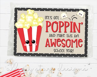 PRINTABLE Let&#39;s Get POPPIN&#39; And Make This An Awesome School Year! Tag | Instant Download | Back To School Popcorn | Microwave Popcorn Tag
