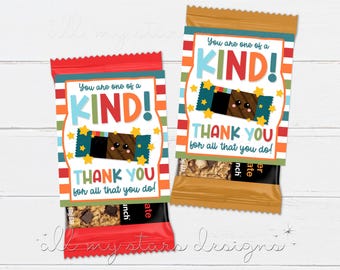 PRINTABLE You Are One of a KIND! Thank You For All That You Do! Tag | Instant Download | Granola Bar Tag | Healthy Snack Gift Tag