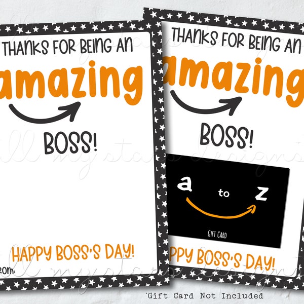 PRINTABLE Thanks For Being An AMAZING Boss! Happy Boss's Day! Gift Card Holder | Instant Download | Amazon Card Holder | Boss Appreciation