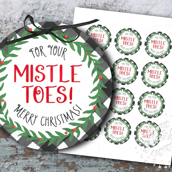 For Your Mistle-TOES! Merry Christmas! Wreath Design Gift Tag | Christmas Mani Pedi Gift | Secret Santa | Socks Gift | Nail Polish Gift Tag