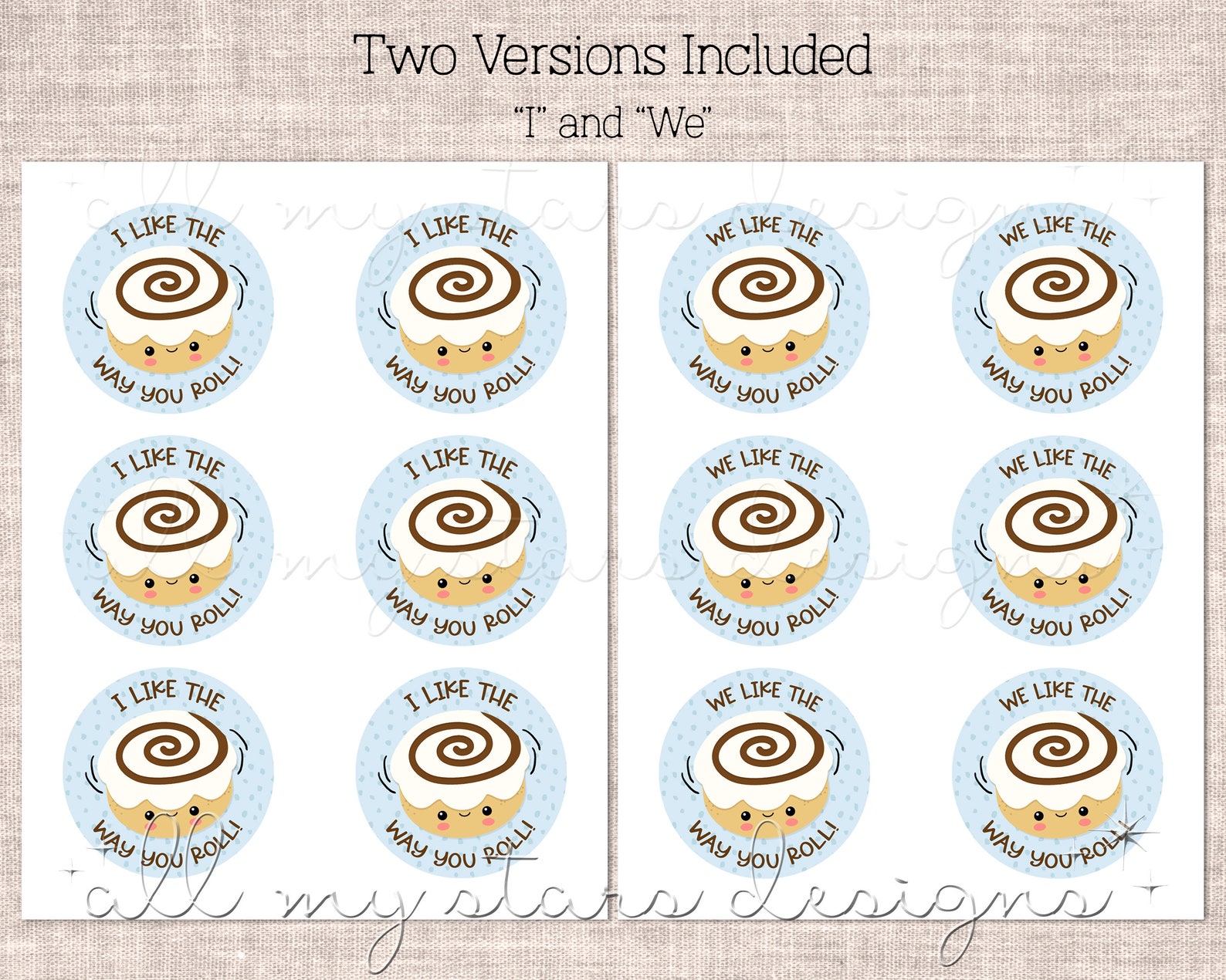 PRINTABLE I Like the Way You ROLL! Cinnamon Roll Tag | Instant Download ...