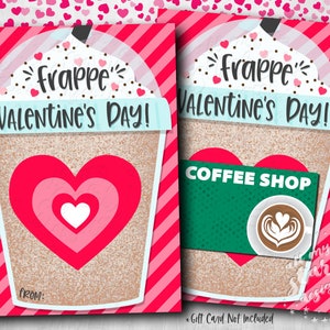 Frappé STAMPABILE di San Valentino! Titolare della carta regalo caffè / Download istantaneo / Etichetta regalo cappuccino freddo latte moka / Regalo insegnante collega