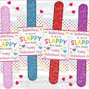 AFDRUKBAAR Valentine, I'm So SLAPPY We're Friends! Fijne Valentijnsdag! Tag | Direct downloaden | Snap Slap-armbanden | Valentijnsvrije Valentijn
