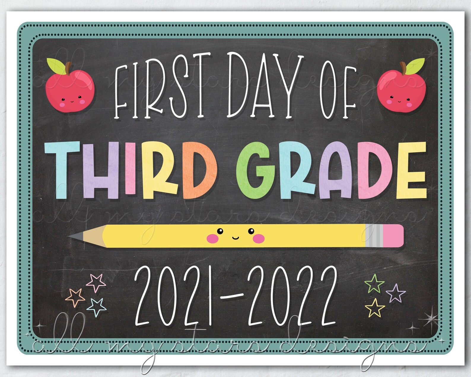 PRINTABLE First Day of Third Grade 20212022 Photo Sign Etsy