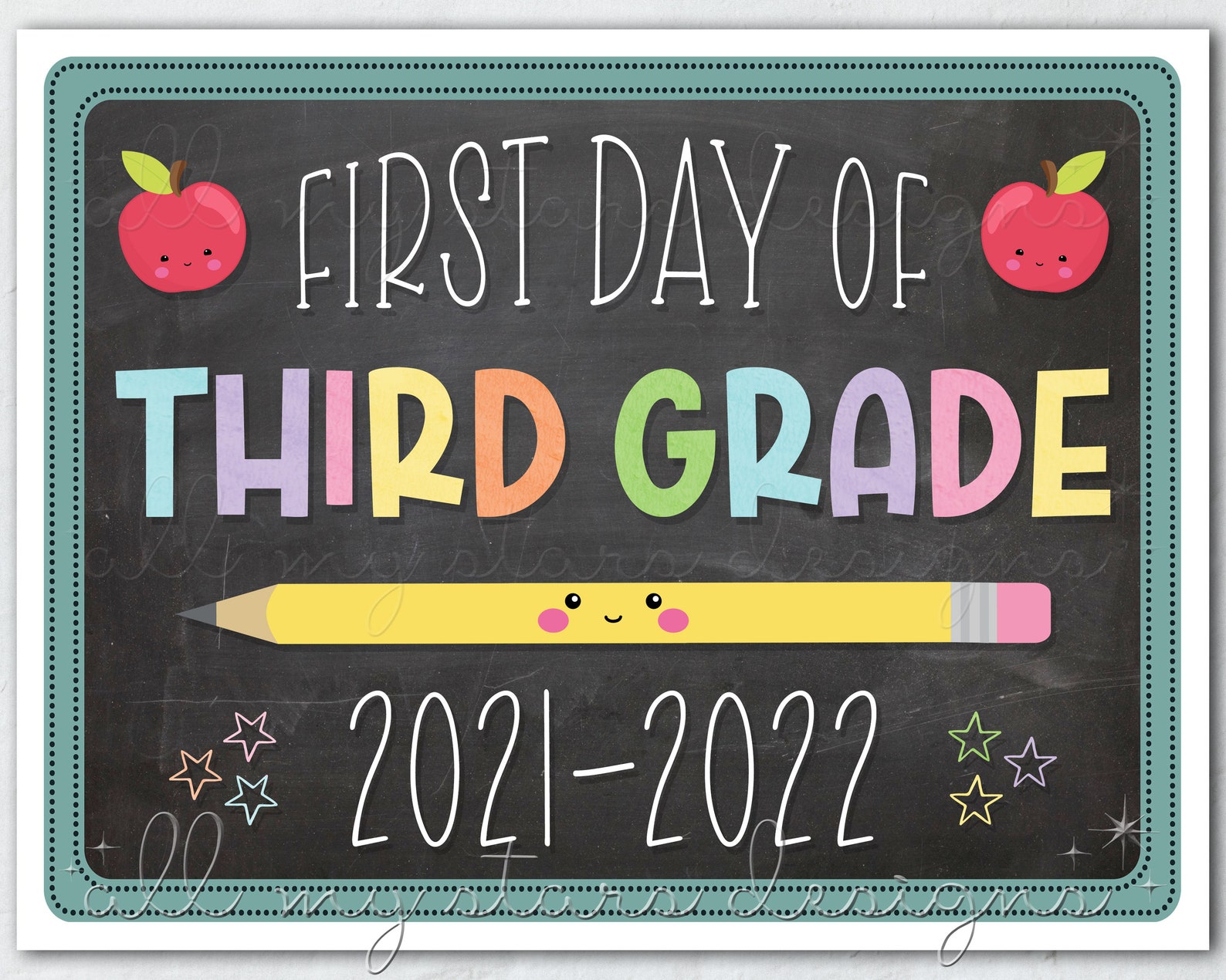 PRINTABLE First Day Of Third Grade 2021 2022 Photo Sign Etsy