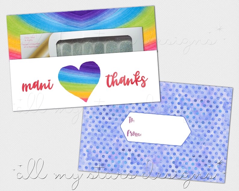 PRINTABLE Mani Thanks DIY Rainbow Nail Strip Envelope - Etsy