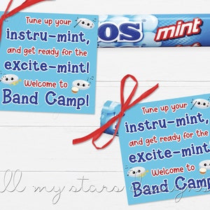 PRINTABLE Tune Your Instru-MINT, and Get Ready For the Excite-MINT! Welcome To Band Camp! Chewy Mint Tag | Instant  Download | Band Snack