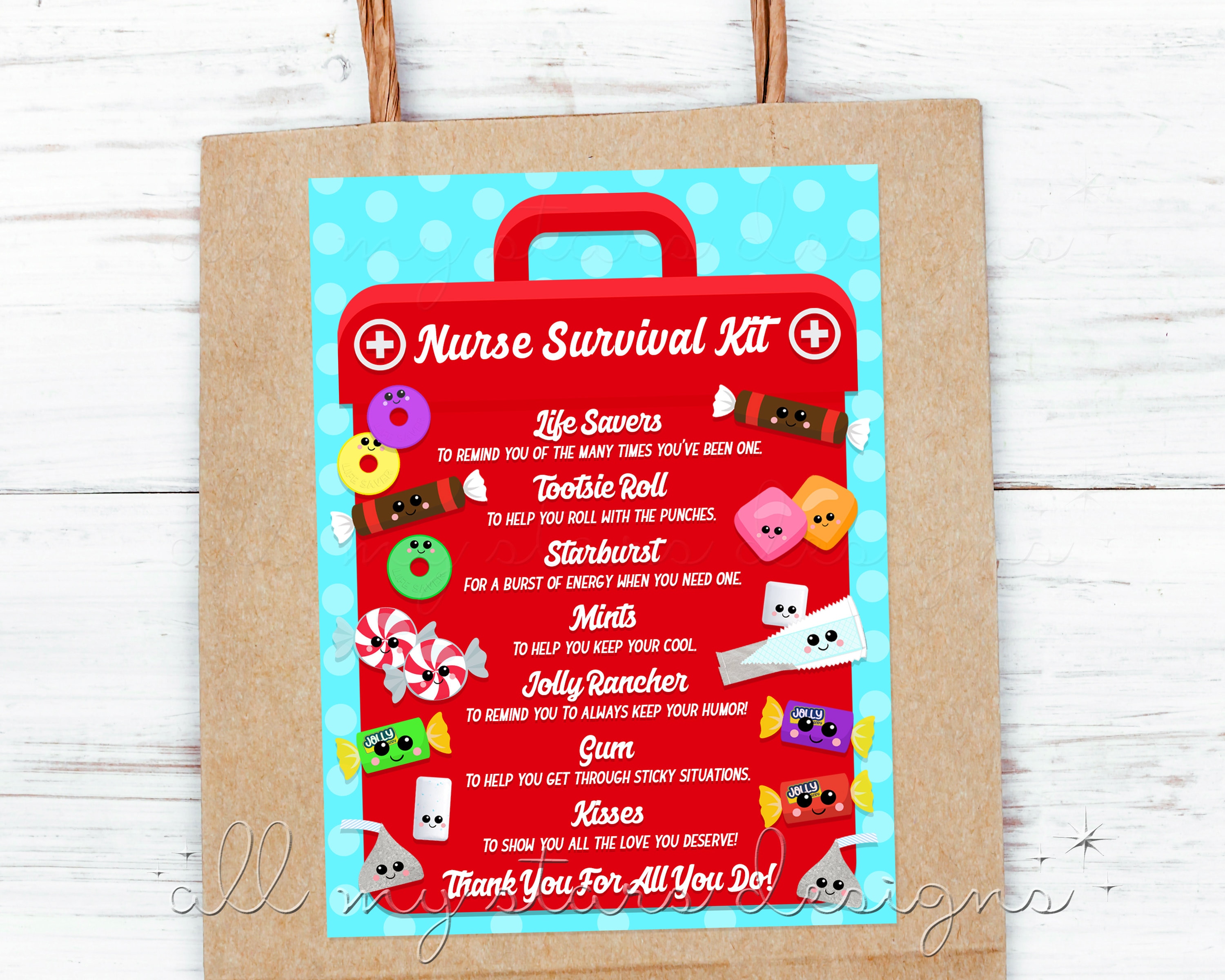 printable nurse survival kit tags | instant download | nurse