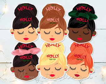 PRINTABLE Have a HOLLY JOLLY Hair Day! Holiday Scrunchie Tags | Instant Download | Hair Tie or Clip, Barrette Card | Cute Christmas Gift