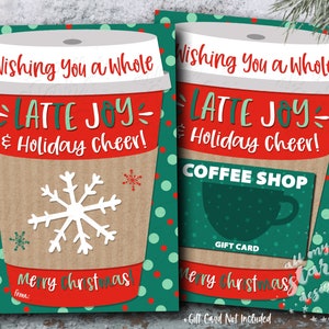 DRUCKBAR Ich wünsche Ihnen eine ganze LATTE Joy & Holiday Cheer! Frohe Weihnachten! Kaffee-Geschenkkartenhalter | Sofort Download | Fröhliches Kaffee Geschenk