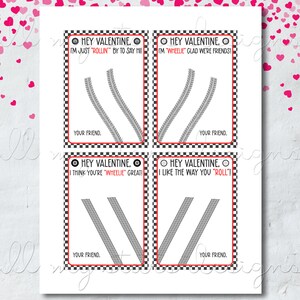 PRINTABLE Cute Car Themed Valentine Cards Set of 4 Instant Download ...