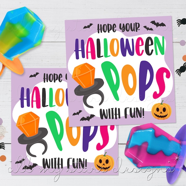 PRINTABLE Hope Your Halloween POPS With Fun! Ring Pop Tag | Instant Download | Halloween Ring Lollipop Treat Tag | Trick or Treat Candy Tag