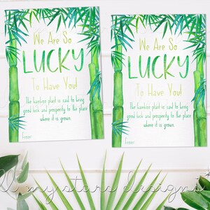 DRUCKBAR Wir Sind So LUCKY To Have You! Bambus Pflanze Geschenkanhänger | Sofort Download | Mitarbeiter Wertschätzung | Lehrer Schulpersonal Danke