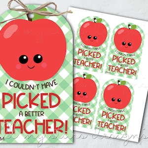 PRINTABLE I Couldn't Have PICKED A Better TEACHER! Apple Tag | Instant Download | Cute Apple Treat | Back To School | Teacher Appreciation