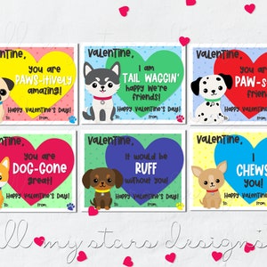 PRINTABLE Cute Dogs & Puppies Valentine Cards Set of 6 - Etsy