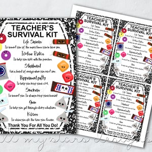 PRINTABLE Teacher's Survival Kit Tag | Instant Download | Teacher Appreciation | Candy Survival Kit | Composition Notebook Treat Tag