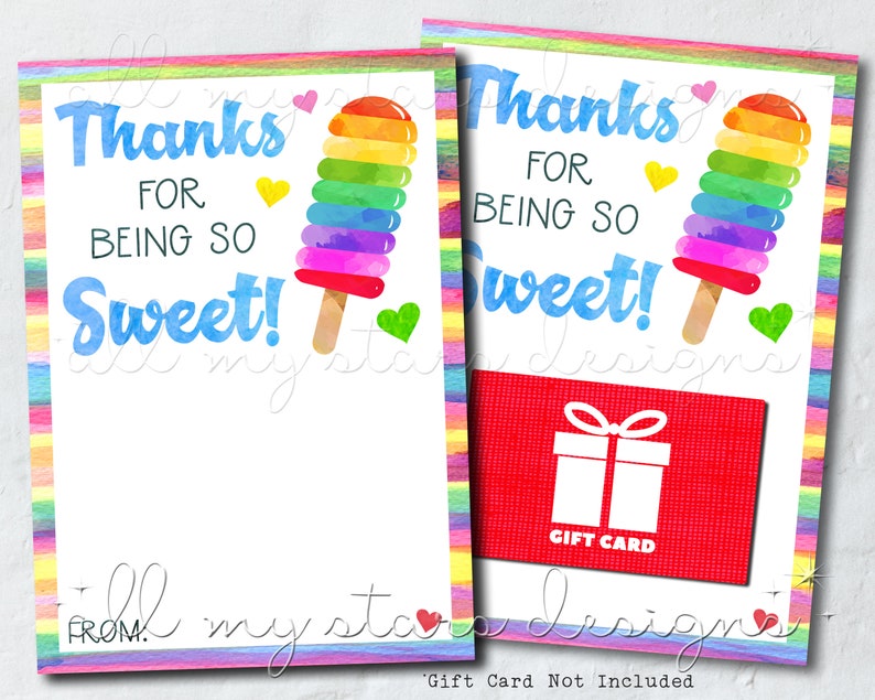 PRINTABLE Thanks for Being so Sweet Gift Card Holder Etsy