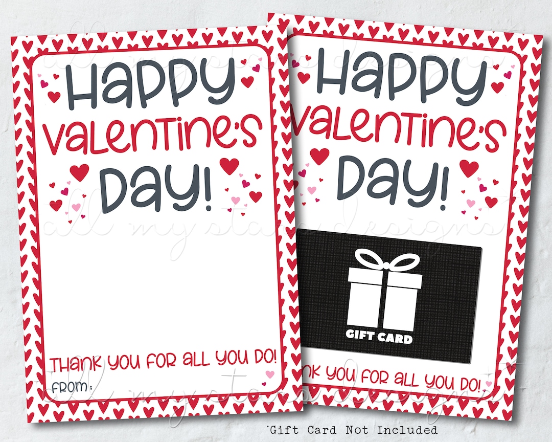 PRINTABLE Happy Valentine's Day Thank You for All You Do Gift Card ...