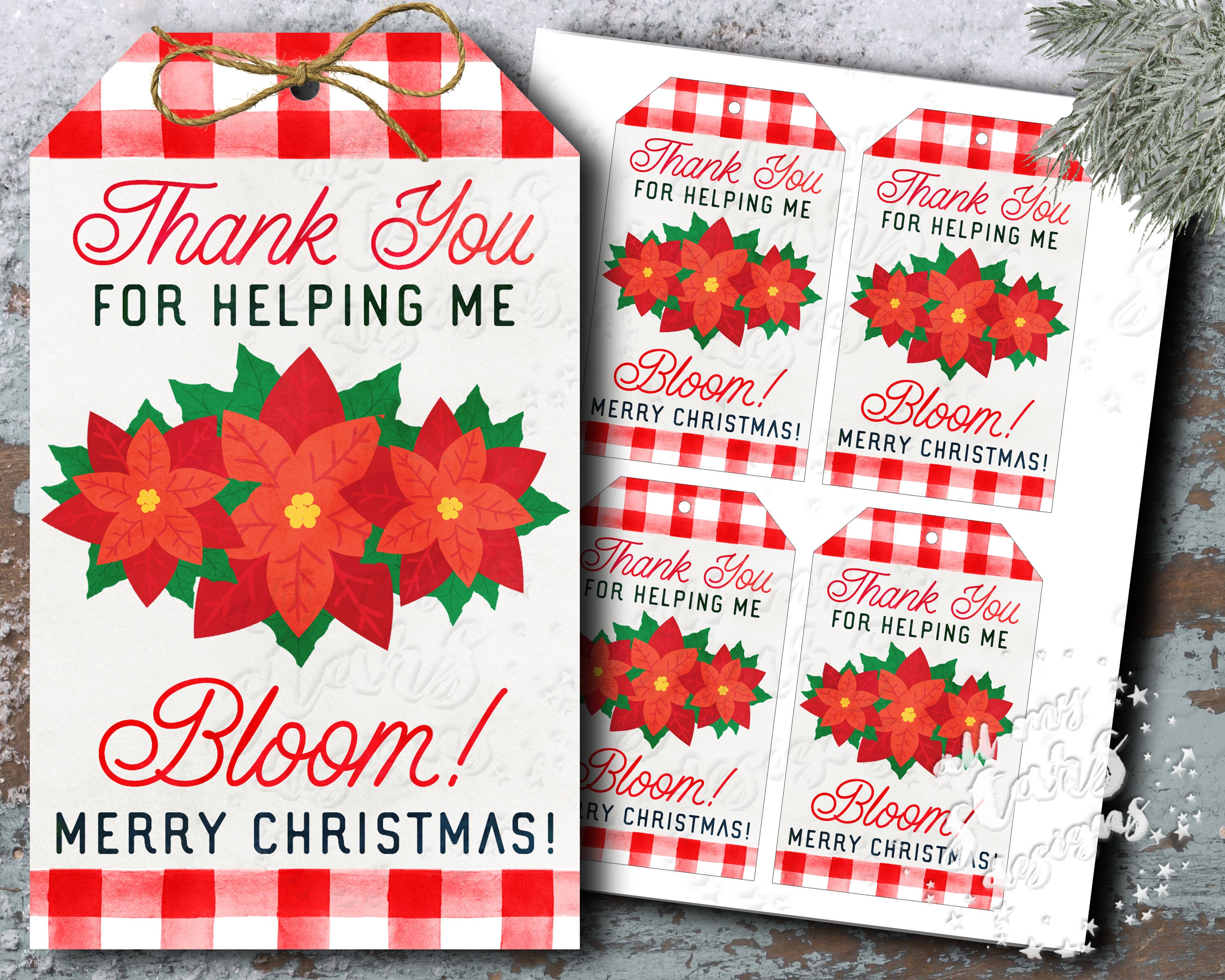 PRINTABLE Thank You for Helping Me BLOOM Merry Christmas - Etsy