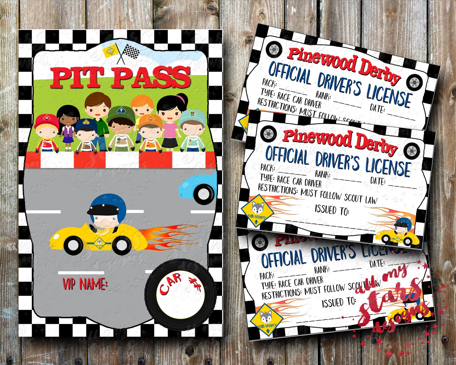 Cub Scout Pinewood Derby Pit Pass and Driver's License Etsy
