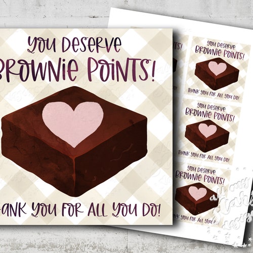 PRINTABLE You Deserve BROWNIE Points Thank You for All You - Etsy