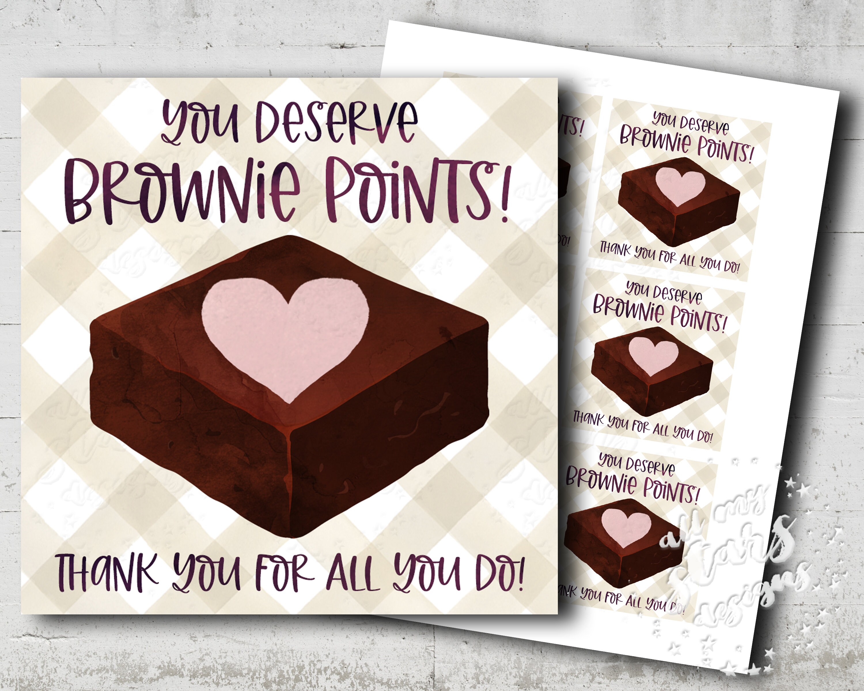 Printable You Deserve Brownie Points Thank You For All You Etsy 日本
