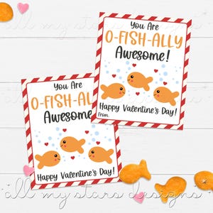 PRINTABLE You Are O-FISH-ALLY Awesome! Happy Valentine's Day! Goldfish Tag | Instant Download | Classroom Valentine Treat Tag