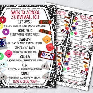 PRINTABLE Back to School Survival Kit Tag Instant Download - Etsy