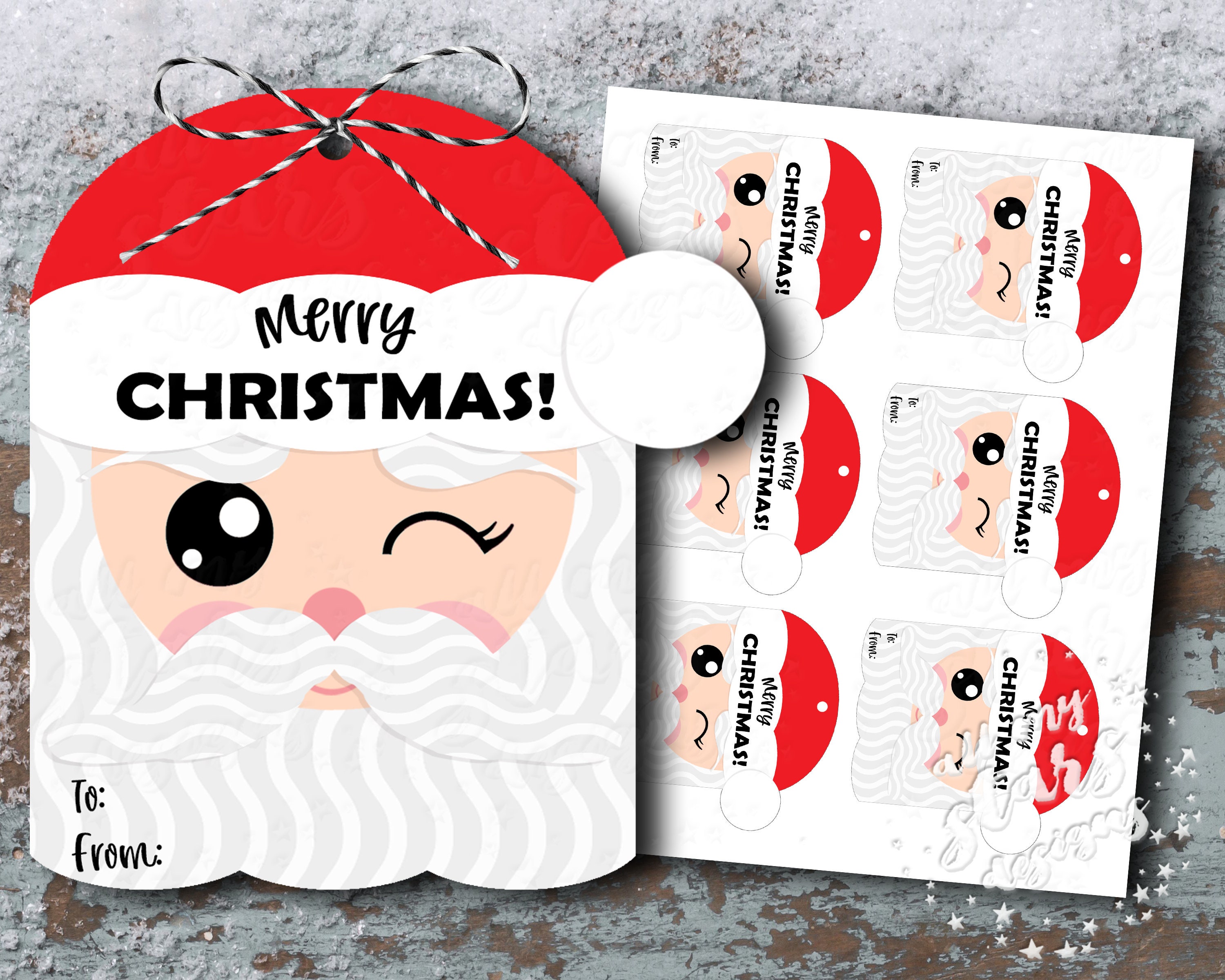 PRINTABLE Merry Christmas Cute Santa Gift Tag Instant - Etsy Australia