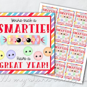 PRINTABLE You&#39;re Such a SMARTIE! Have a Great Year! Tag | Instant Download | Back To School Candy Tag | First Day of School Treat