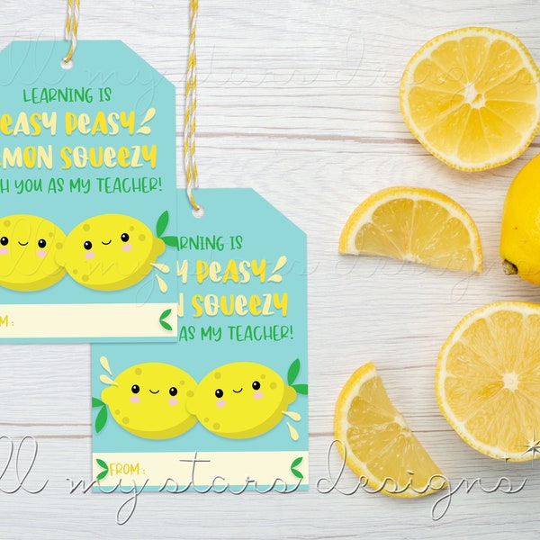 PRINTABLE Learning Is Easy Peasy LEMON SQUEEZY With You As My Teacher! Tag | Instant Download | Lemon Treat Thank You Gift Tag | Lemonade