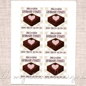 PRINTABLE You Deserve BROWNIE Points! Thank You for All You Do! Tag ...