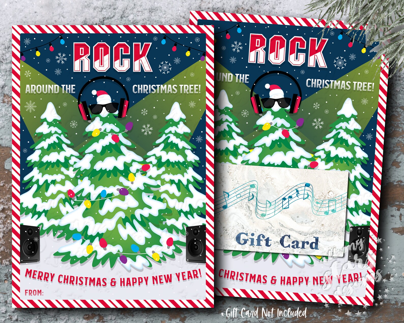PRINTABLE ROCK Around the Christmas Tree Merry Christmas &amp; - Etsy