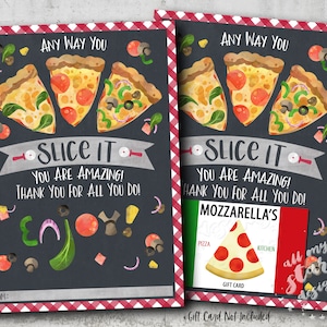 AFDRUKBARE wensen op elke manier waarop je het snijdt, je bent geweldig! Bedankt voor alles wat je doet! Pizza-cadeaukaarthouder | Direct downloaden | Pizza Bedankt
