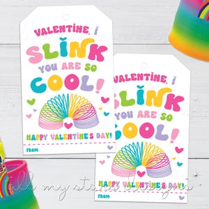 Etiqueta de juguete Slinky para imprimir: ¡Eres tan genial! ¡Feliz día de San Valentín! Etiqueta de juguete Slinky para primavera / Descarga instantánea / Etiqueta de juguete de San Valentín / San Valentín sin dulces