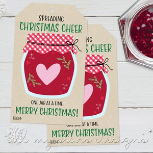 PRINTABLE Spreading Christmas Cheer One Jar at a Time.  Merry Christmas! Jam Tag  | Instant Download | Jelly or Preserves Holiday Gift Tag