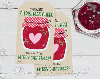 PRINTABLE Spreading Christmas Cheer One Jar at a Time.  Merry Christmas! Jam Tag  | Instant Download | Jelly or Preserves Holiday Gift Tag